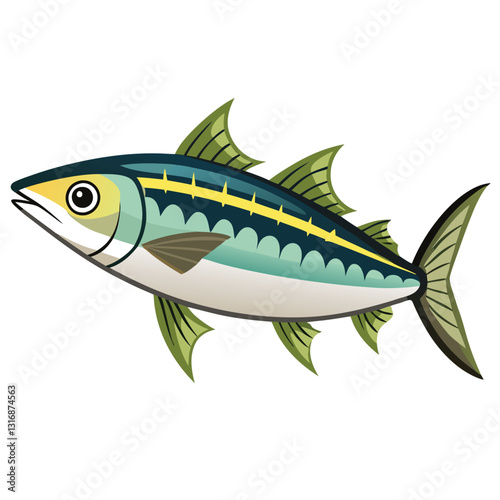 mackerel-fish-colorful-vector-isolated-image-on white background 