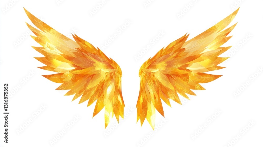 Fiery Angel Wings Isolated on White Background Fiery Angel Wings Isolated on White Background