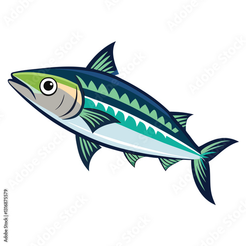mackerel-fish-colorful-vector-isolated-image-on white background 
