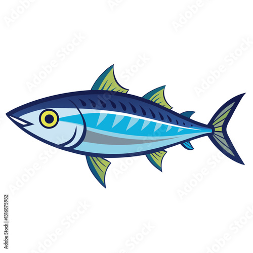 mackerel-fish-colorful-vector-isolated-image-on white background 