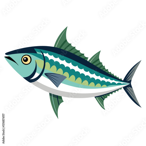 mackerel-fish-colorful-vector-isolated-image-on white background 