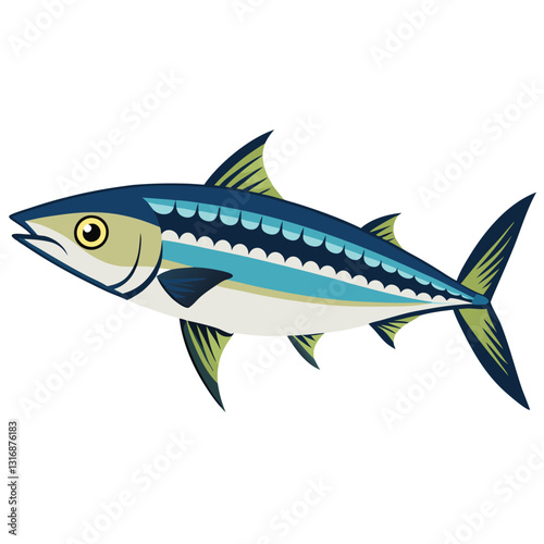 mackerel-fish-colorful-vector-isolated-image-on white background 