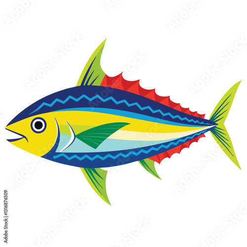mackerel-fish-colorful-vector-isolated-image-on white background 