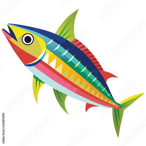 mackerel-fish-colorful-vector-isolated-image-on white background 