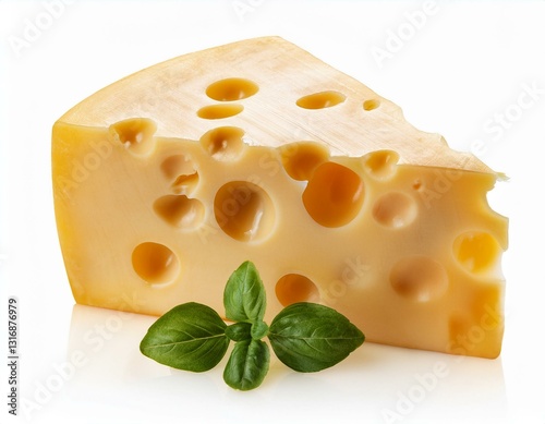 Piece of delicious cheese cut out with transparent background.