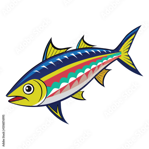 mackerel-fish-colorful-vector-isolated-image-on white background 