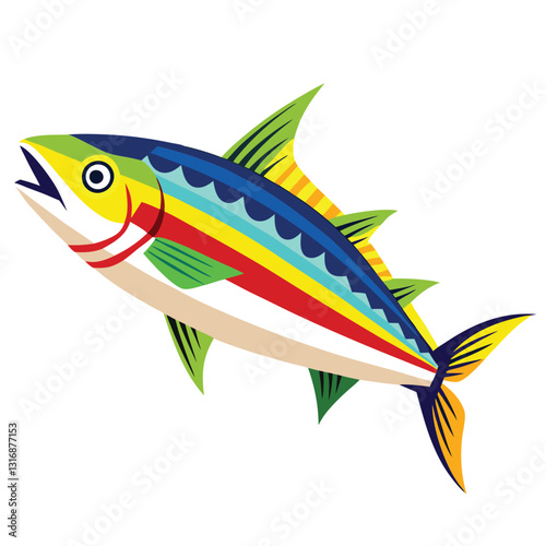 mackerel-fish-colorful-vector-isolated-image-on white background 
