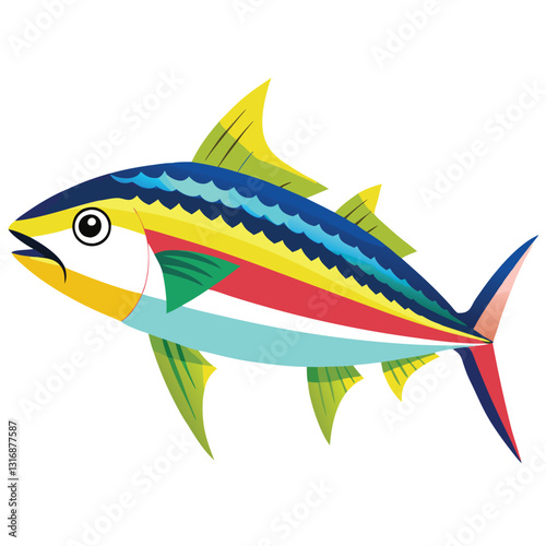 mackerel-fish-colorful-vector-isolated-image-on white background 