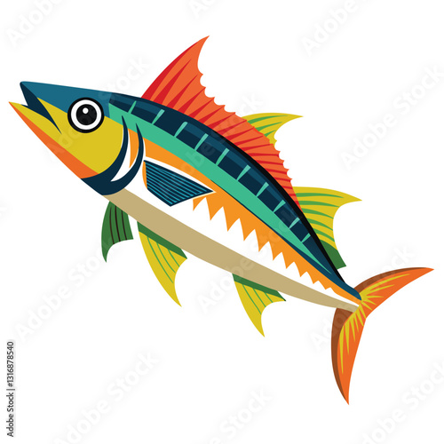 mackerel-fish-colorful-vector-isolated-image-on white background 