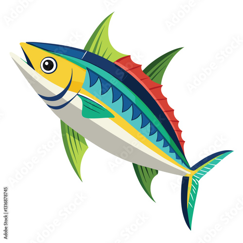 mackerel-fish-colorful-vector-isolated-image-on white background 