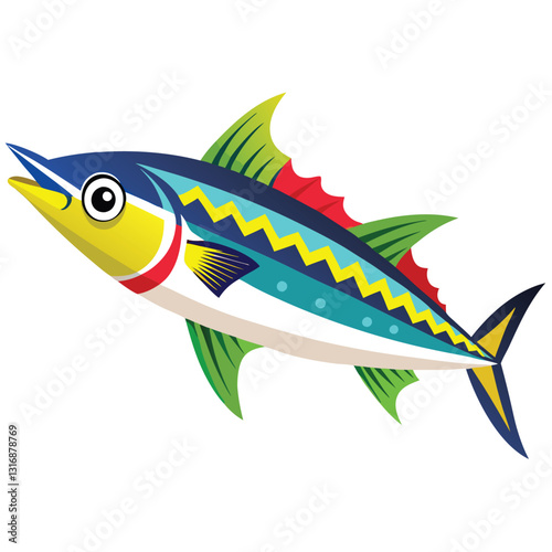mackerel-fish-colorful-vector-isolated-image-on white background 