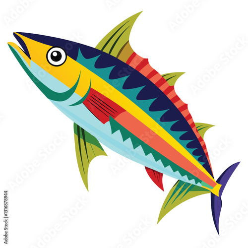 mackerel-fish-colorful-vector-isolated-image-on white background 