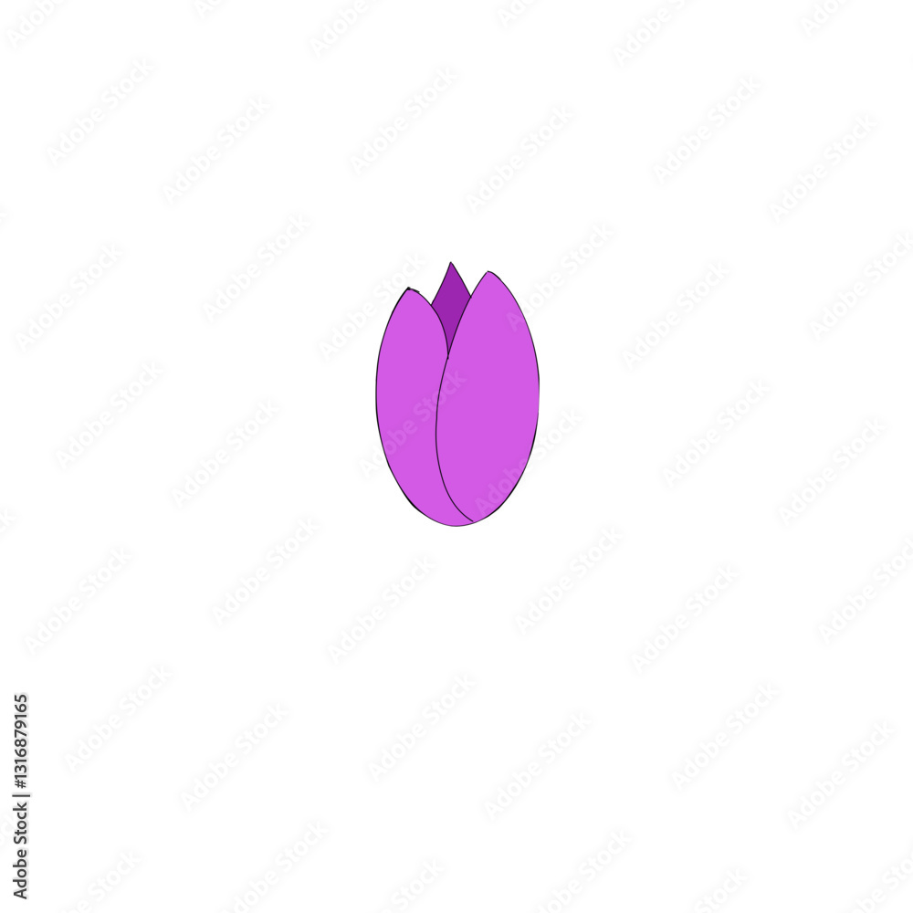 A minimalist digital illustration of a purple tulip on a white background A minimalist digital illustration of a purple tulip on a white background