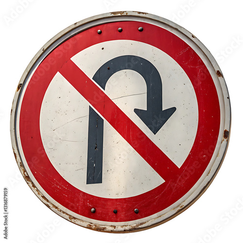 A big No U turn sign board illustration isolated on white background. Traffic sign board illustration on white 