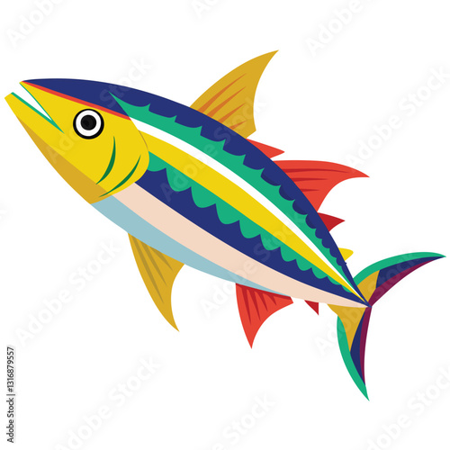 mackerel-fish-colorful-vector-isolated-image-on white background 
