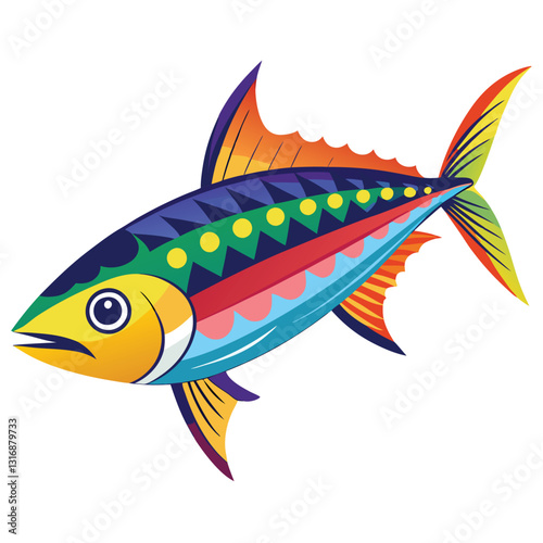 mackerel-fish-colorful-vector-isolated-image-on white background 
