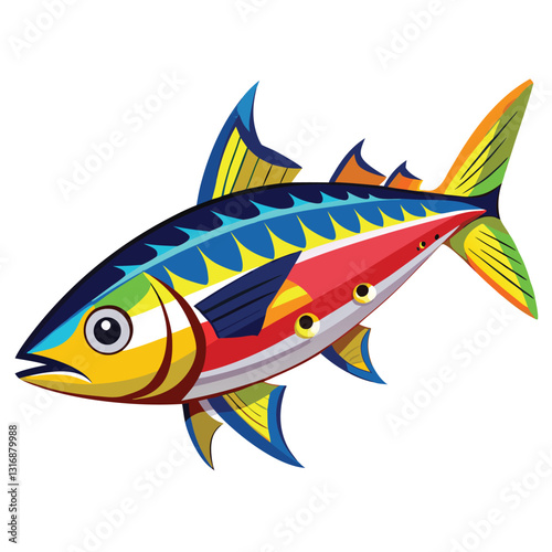 mackerel-fish-colorful-vector-isolated-image-on white background 