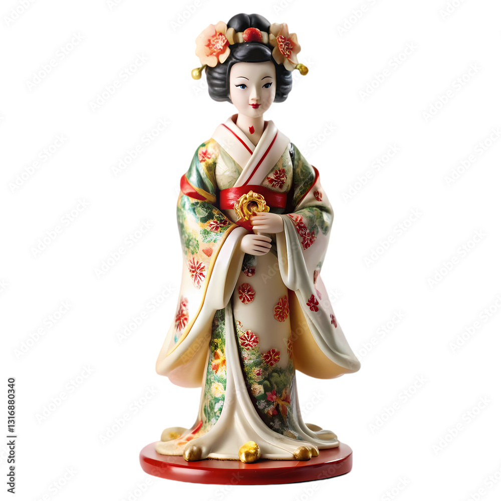 Geisha Figurine: Japanese Art on white background Geisha Figurine: Japanese Art on white background