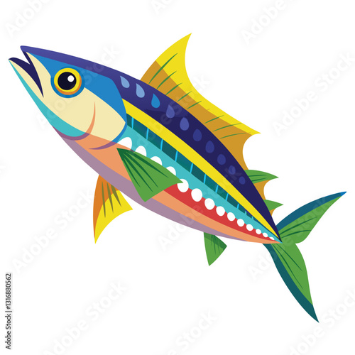 mackerel-fish-colorful-vector-isolated-image-on white background 