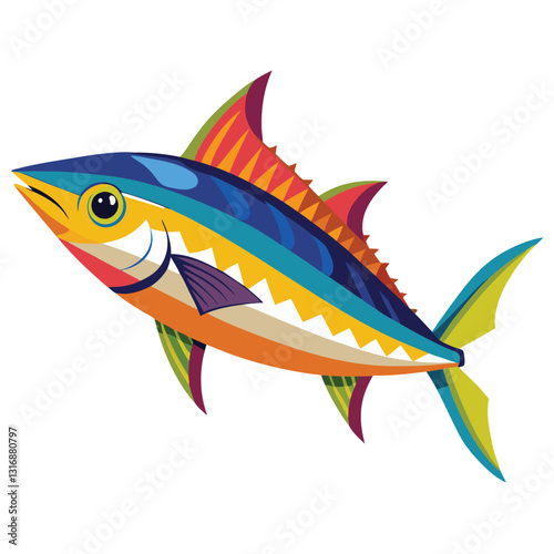 mackerel-fish-colorful-vector-isolated-image-on white background 