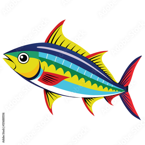 mackerel-fish-colorful-vector-isolated-image-on white background 