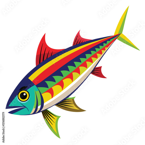 mackerel-fish-colorful-vector-isolated-image-on white background 