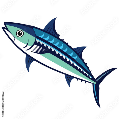 mackerel-fish-colorful-vector-isolated-image-on white background 