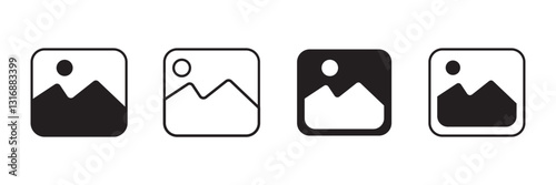 Gallery icon set. Photo album icon symbol set. Image, picture  flat editable icon collections. Vector.