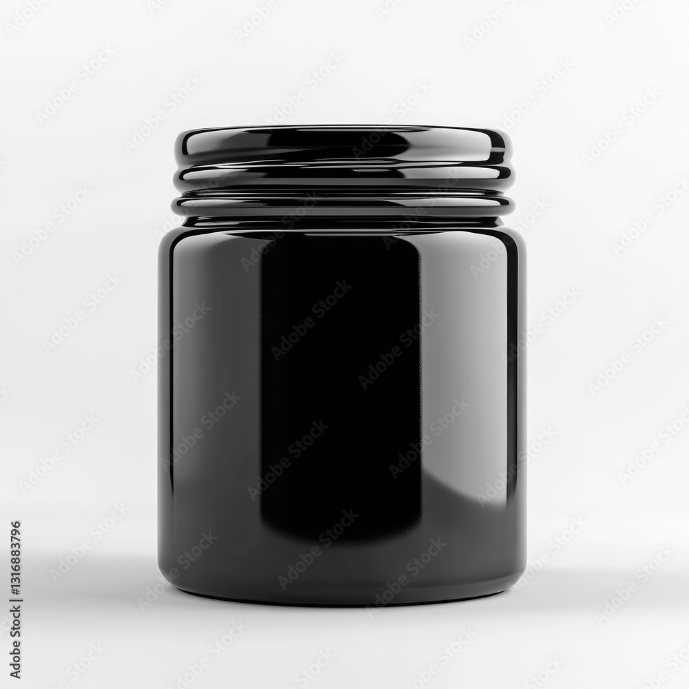 Black Glass Jar Cosmetic Packaging on white background Black Glass Jar Cosmetic Packaging on white background