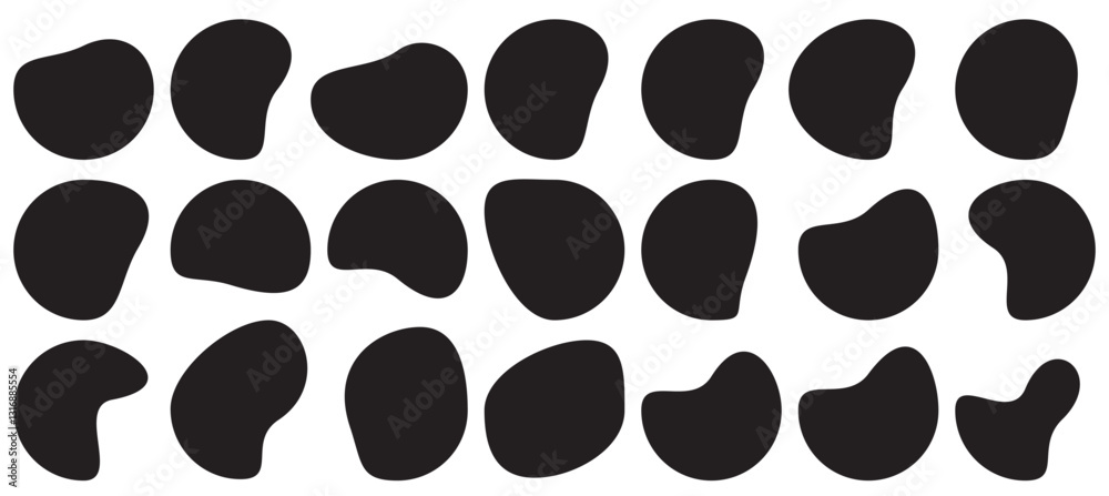 Fototapeta premium set of black vector abstract fluid liquid shapes offer speech bubble