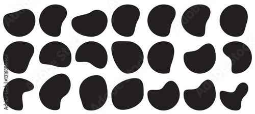 set of black vector abstract fluid liquid shapes offer speech bubble