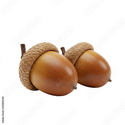  A meticulous digital rendering of two acorns