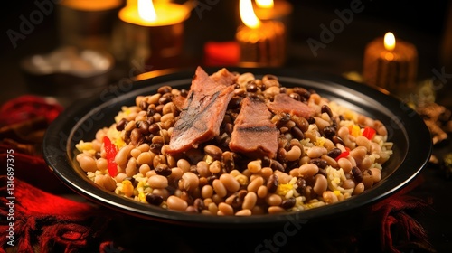 traditional black yellow background photo