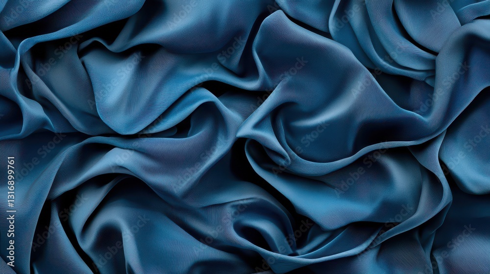 Fototapeta premium Smooth Blue Fabric Texture with Elegant Waves and Shadows