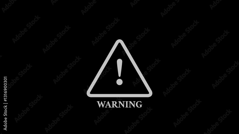 Triangle waring sign. warning sign with exclamation. safety alert concept line icon animation on black background.