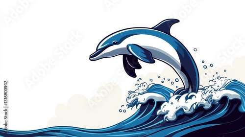 Wallpaper Mural Dolphin leaping above waves ocean waters digital vibrant colors side view marine life concept Torontodigital.ca