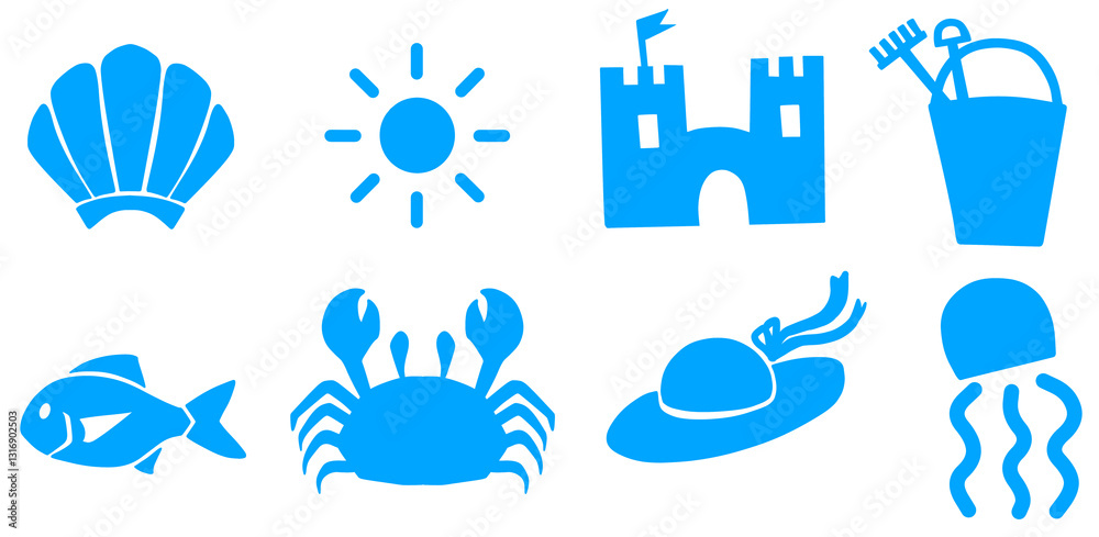 Naklejka premium sea icons for summer vacation and beach design