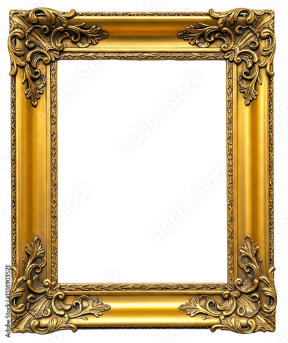 Ornate Gold Picture Frame with Decorative Carvings