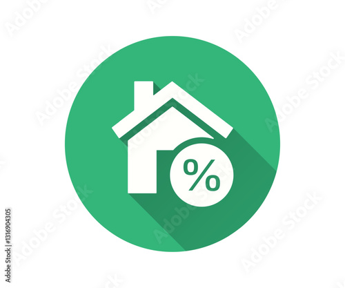 Mortgage flat icon. Simple illustration with long shadow for graphic and web design.