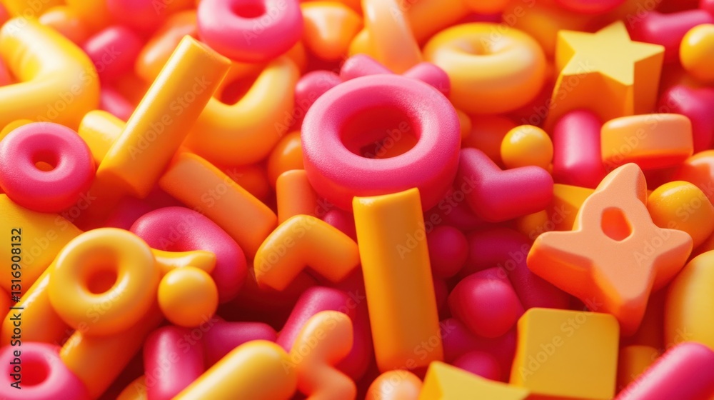 Naklejka premium Abstract background of vibrant pink and orange 3D shapes.