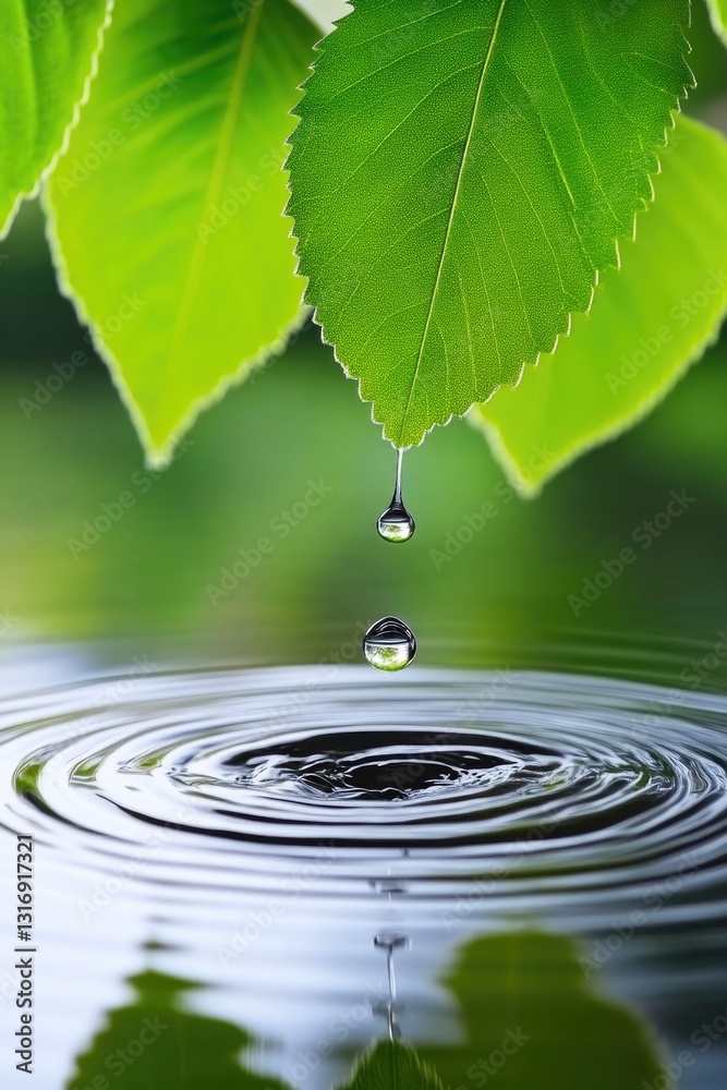 Single water drop creating ripples in water Single water drop creating ripples in water
