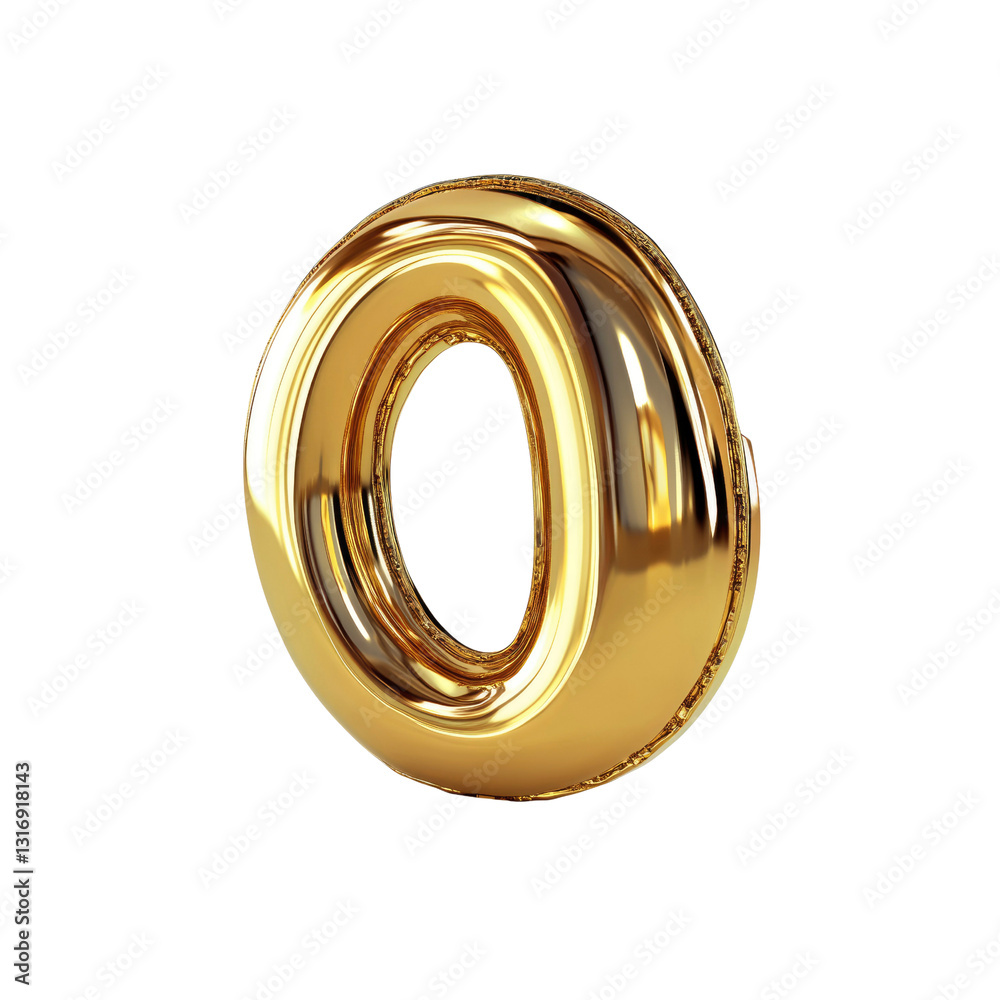 Golden Balloon Letter O - 3D Render of Shiny Gold Number Zero Golden Balloon Letter O - 3D Render of Shiny Gold Number Zero