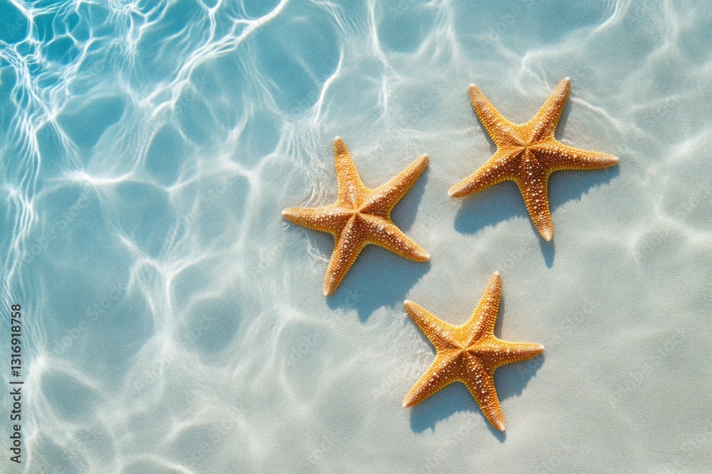 Tropical ocean life with starfish details Tropical ocean life with starfish details