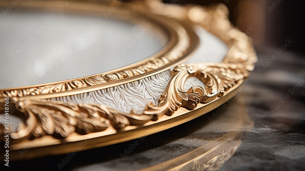 Naklejka premium finish circle gold frame