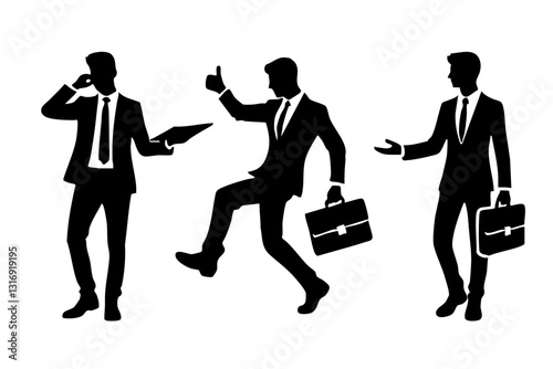 Businessmen in dynamic poses showcasing professionalism