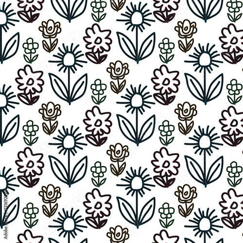 Pattern of seamless bouquet flowers. Vintage Groovy style.Style for banners, wallpaper, posters, websites, online shopping.
