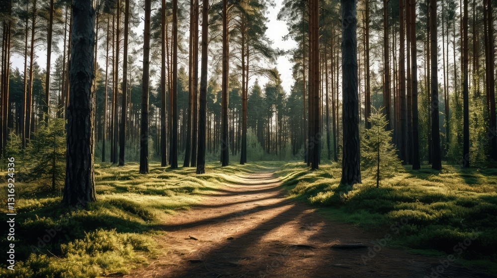 Fototapeta premium path pine tree forrest
