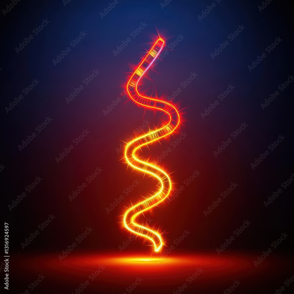 Obraz premium A vibrant, glowing spiral of light dances against a dark background, creating a dynamic and energetic visual effect.
