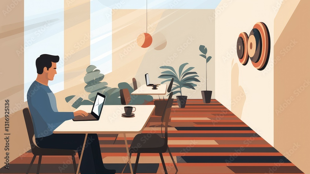 Fototapeta premium virtual distanced office workers