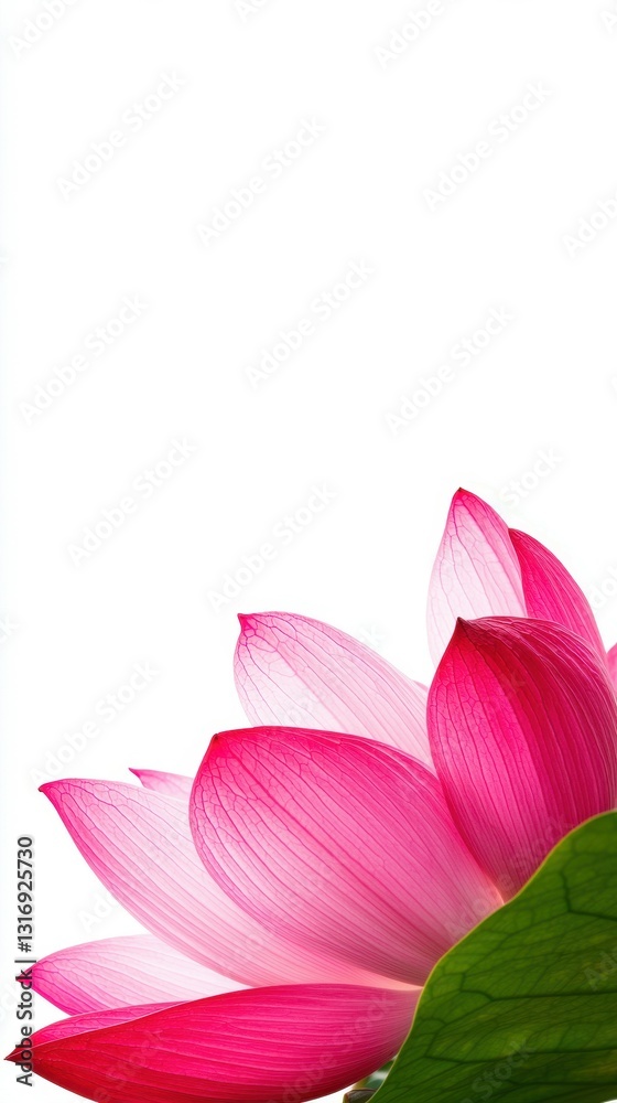 Fototapeta premium Pink Lotus Flower Blossom Closeup Isolated White
